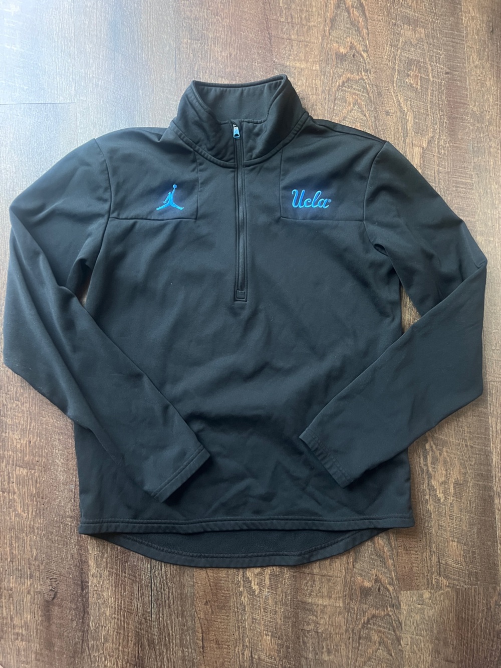 Jordan Black Quarter-Zip Performance Jacket with Blue Embroidery